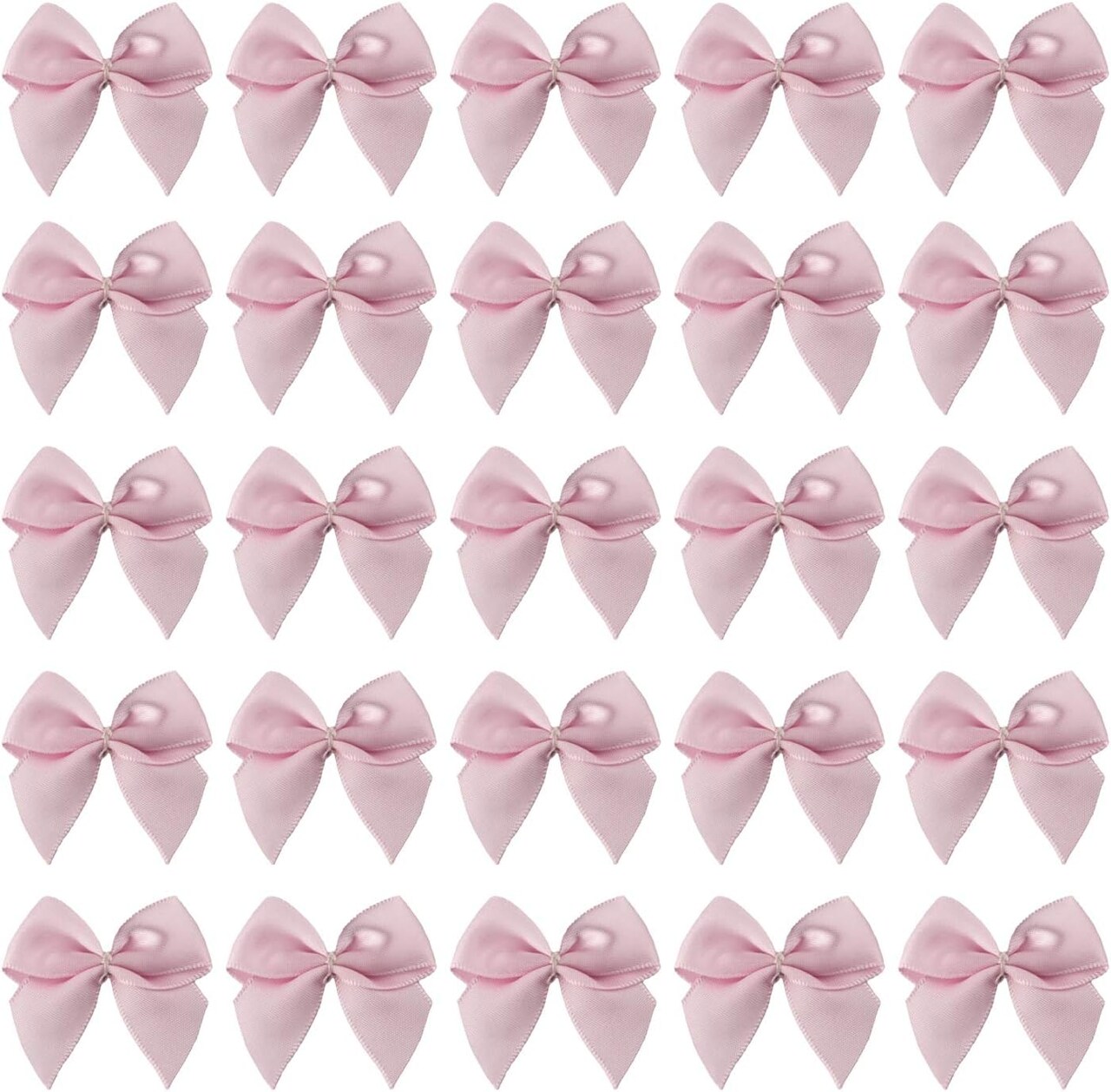 7Rainbows 50pcs 5/8" Boutique Mini Pink Satin Ribbon Bows Flowers Appliques DIY Craft for Sewing Scrapbooking Wedding and Gift